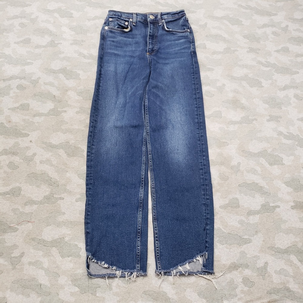 rag & bone New York Jeans 24 Blue Harlow Ankle Straight Denim Medium Wash
